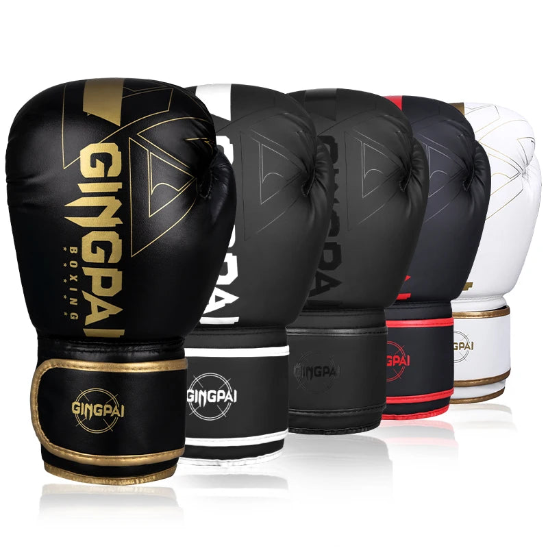 GINGPAI Boxing Gloves – PU Leather Training Gloves for Muay Thai, MMA & Kickboxing