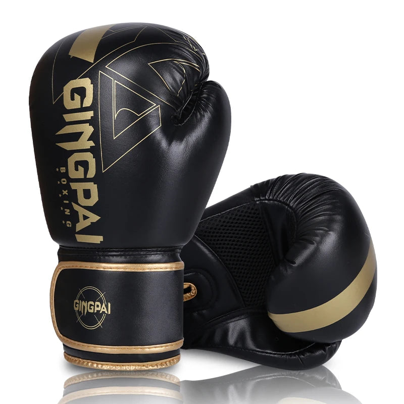 GINGPAI Boxing Gloves – PU Leather Training Gloves for Muay Thai, MMA & Kickboxing