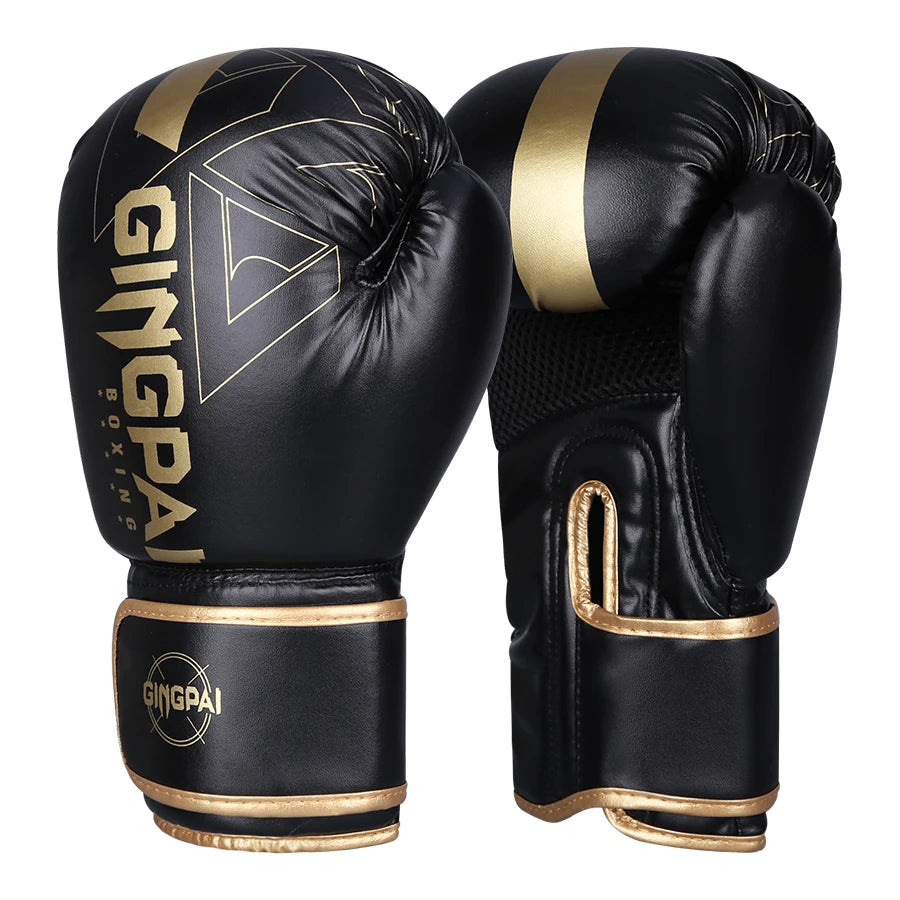 GINGPAI Boxing Gloves – PU Leather Training Gloves for Muay Thai, MMA & Kickboxing