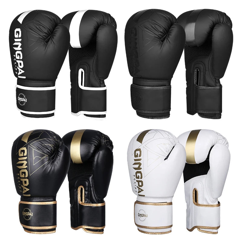 GINGPAI Boxing Gloves – PU Leather Training Gloves for Muay Thai, MMA & Kickboxing