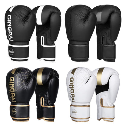 GINGPAI Boxing Gloves – PU Leather Training Gloves for Muay Thai, MMA & Kickboxing