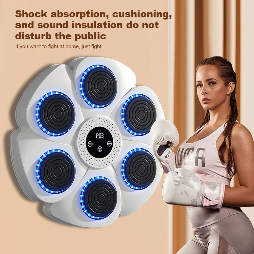 Smart Music Boxing Machine – Wall-Mounted Reaction Trainer with RGB Lights & Bluetooth