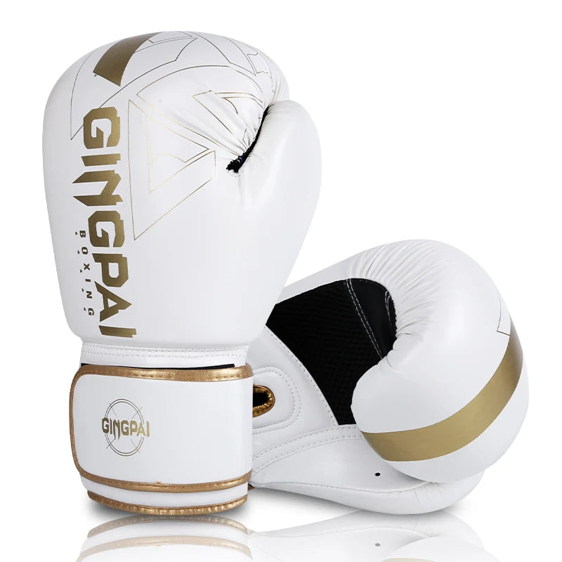 GINGPAI Boxing Gloves – PU Leather Training Gloves for Muay Thai, MMA & Kickboxing