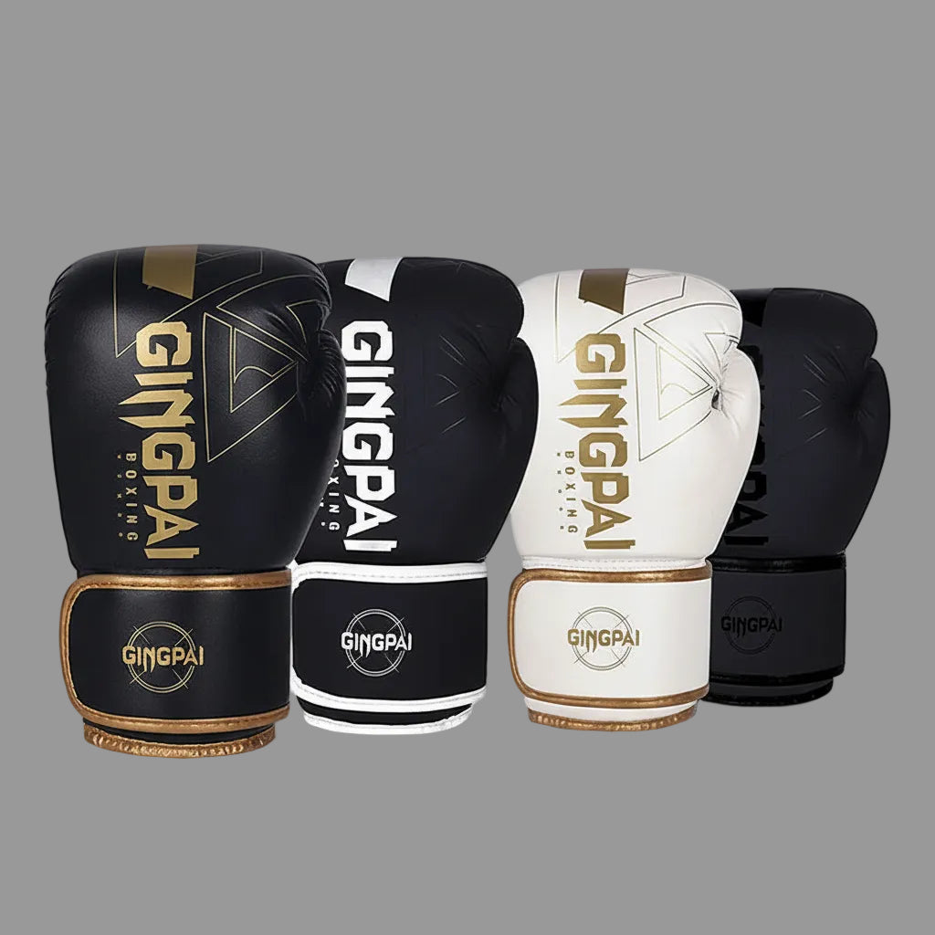 GINGPAI Boxing Gloves – PU Leather Training Gloves for Muay Thai, MMA & Kickboxing