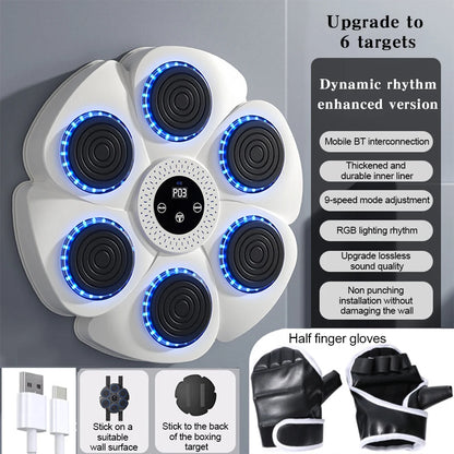 Smart Music Boxing Machine – Wall-Mounted Reaction Trainer with RGB Lights & Bluetooth