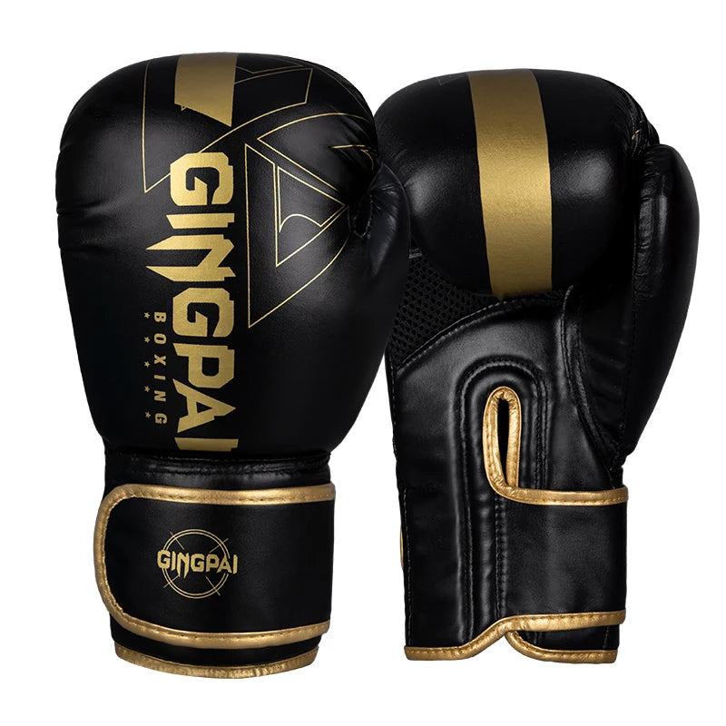 GINGPAI Boxing Gloves – PU Leather Training Gloves for Muay Thai, MMA & Kickboxing