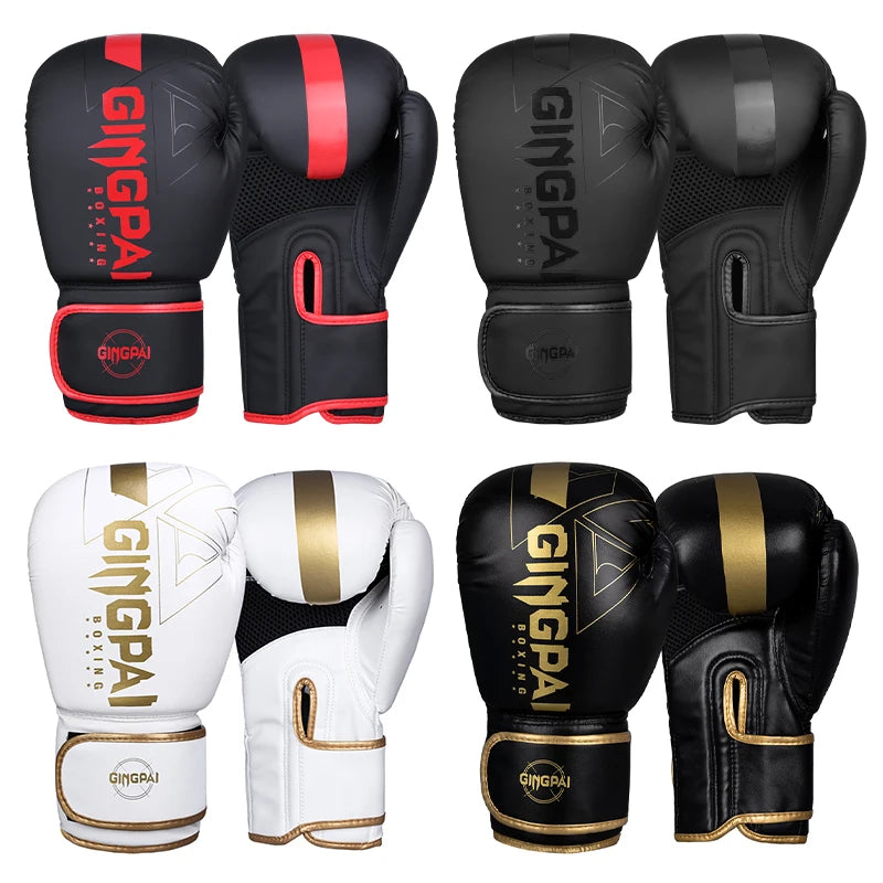 GINGPAI Boxing Gloves – PU Leather Training Gloves for Muay Thai, MMA & Kickboxing