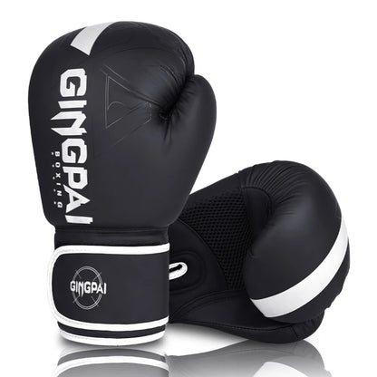 GINGPAI Boxing Gloves – PU Leather Training Gloves for Muay Thai, MMA & Kickboxing