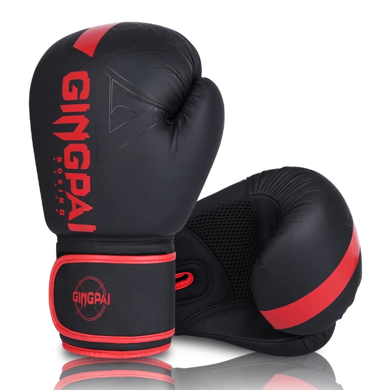 GINGPAI Boxing Gloves – PU Leather Training Gloves for Muay Thai, MMA & Kickboxing