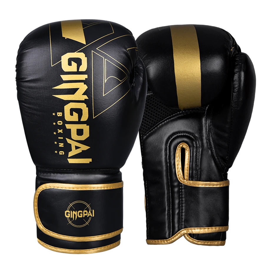 GINGPAI Boxing Gloves – PU Leather Training Gloves for Muay Thai, MMA & Kickboxing