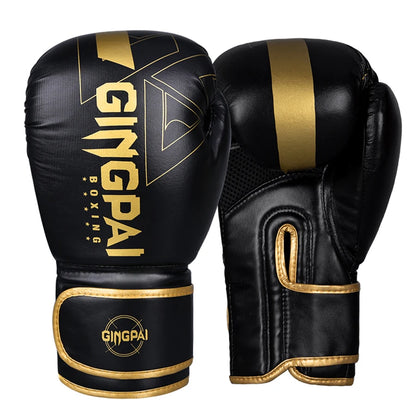 GINGPAI Boxing Gloves – PU Leather Training Gloves for Muay Thai, MMA & Kickboxing