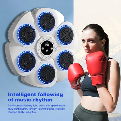Smart Music Boxing Machine – Wall-Mounted Reaction Trainer with RGB Lights & Bluetooth